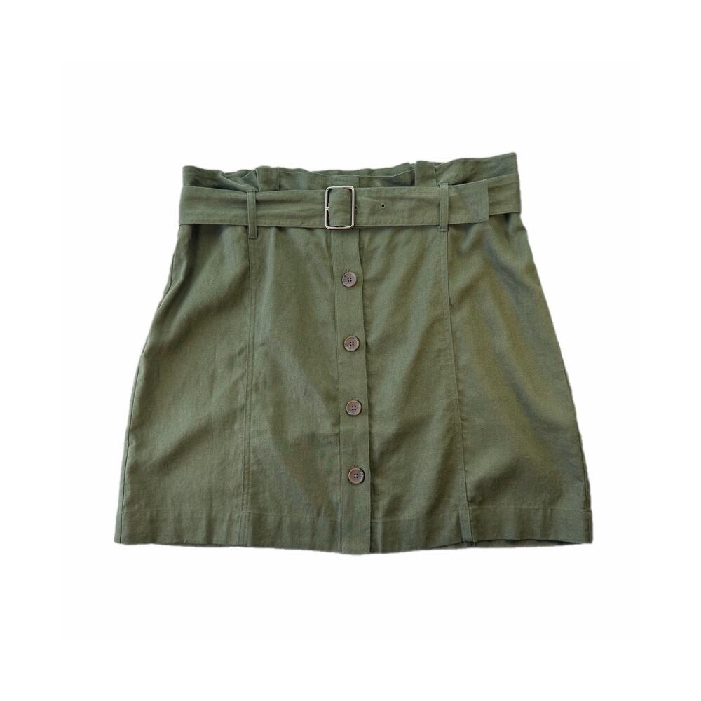 Banana Republic Olive Green Button-Front Mini Skirt with Belt